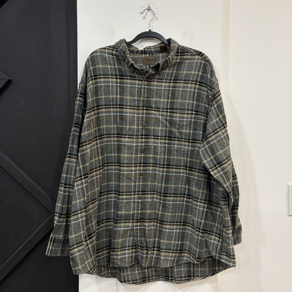 St. John’s Bay Plaid Flannel Cotton Button Up Shirt Size 3XL Tall
